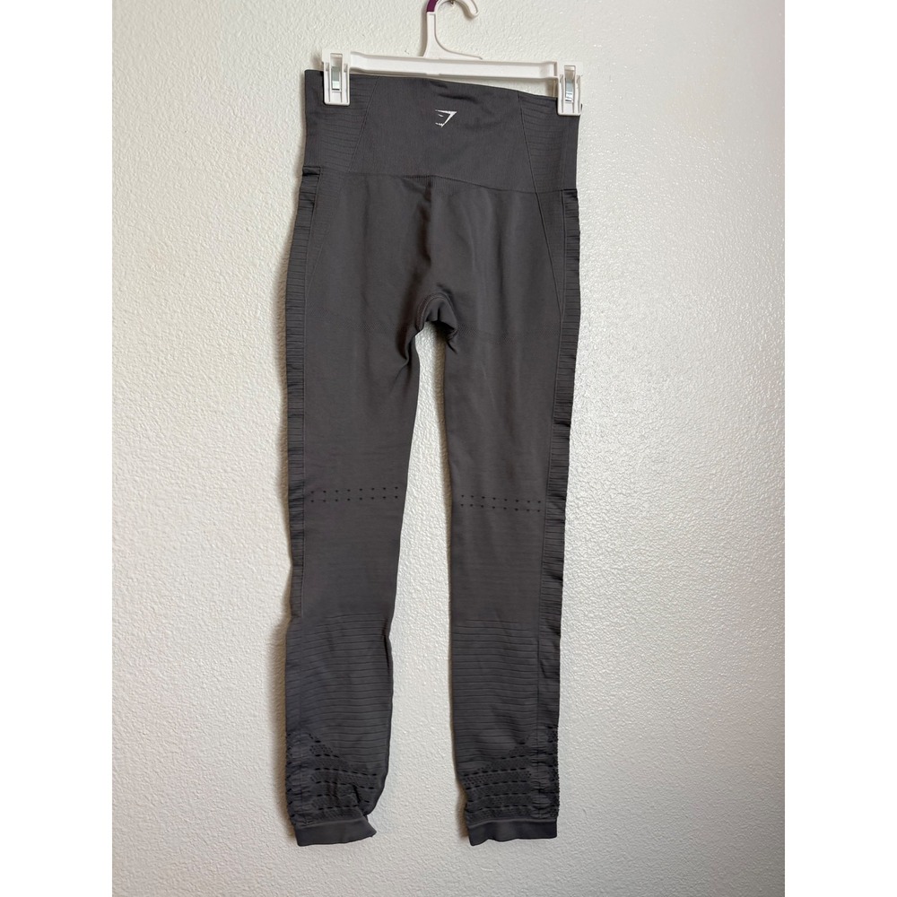 Gymshark Energy+ Seamless Leggings Charcoal Grey High Waisted Eyelet Mesh Small - Picture 9 of 10